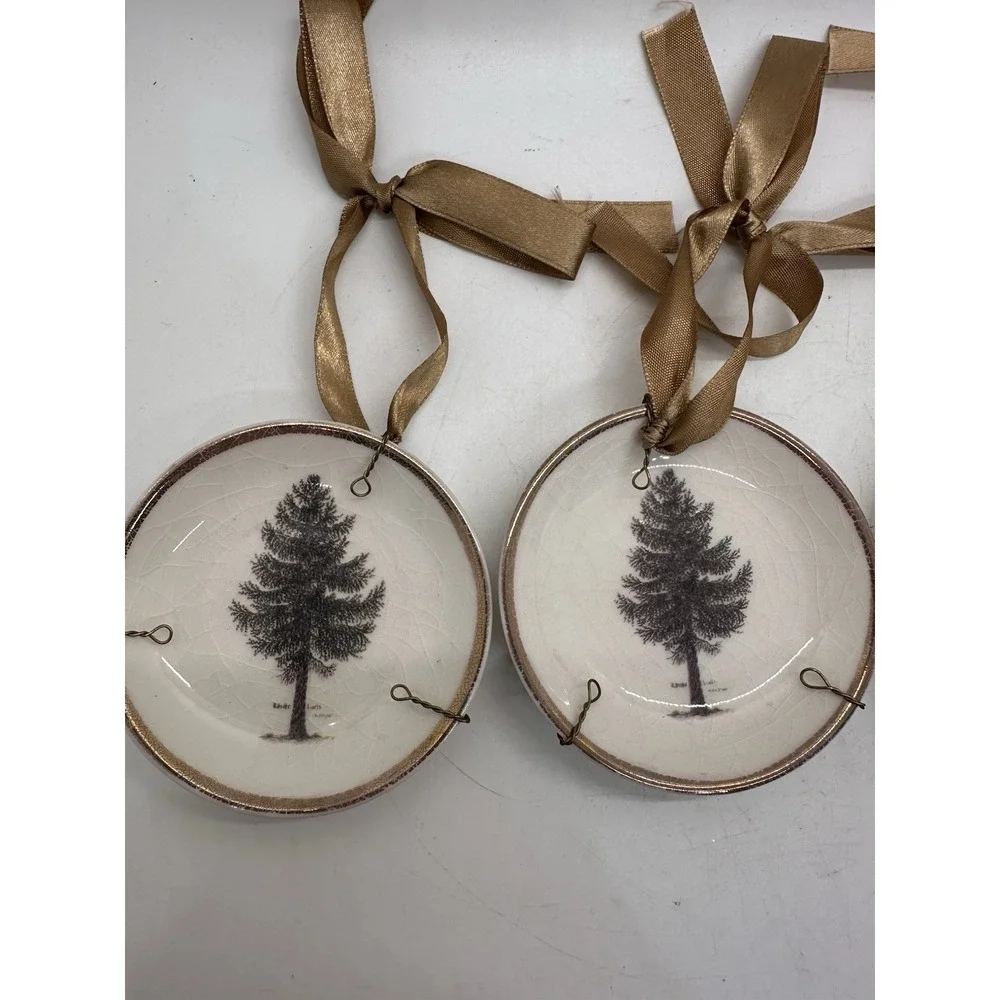 Mary Carol Tree‎ Plate Ornaments Set 4 Ceramic Rustic Farmhouse Hanging (lot 3)